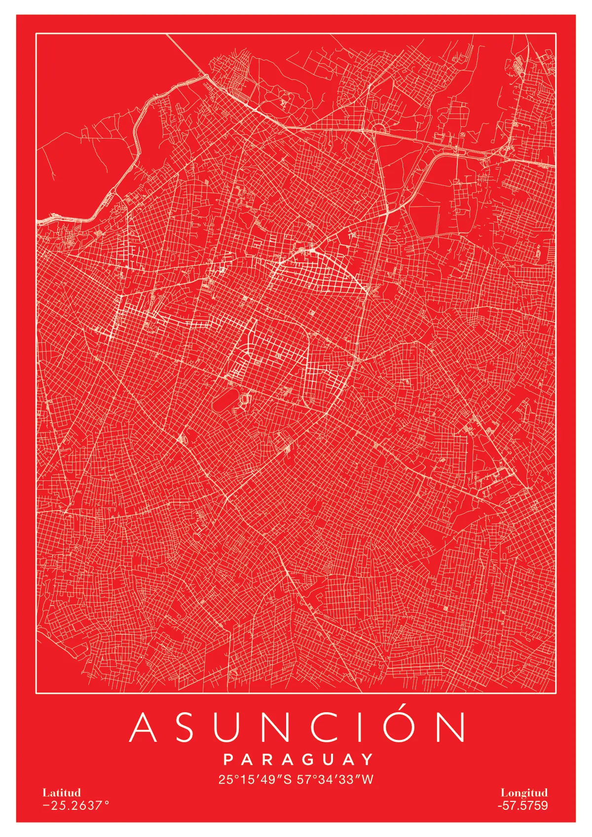 Póster mapa Asunción