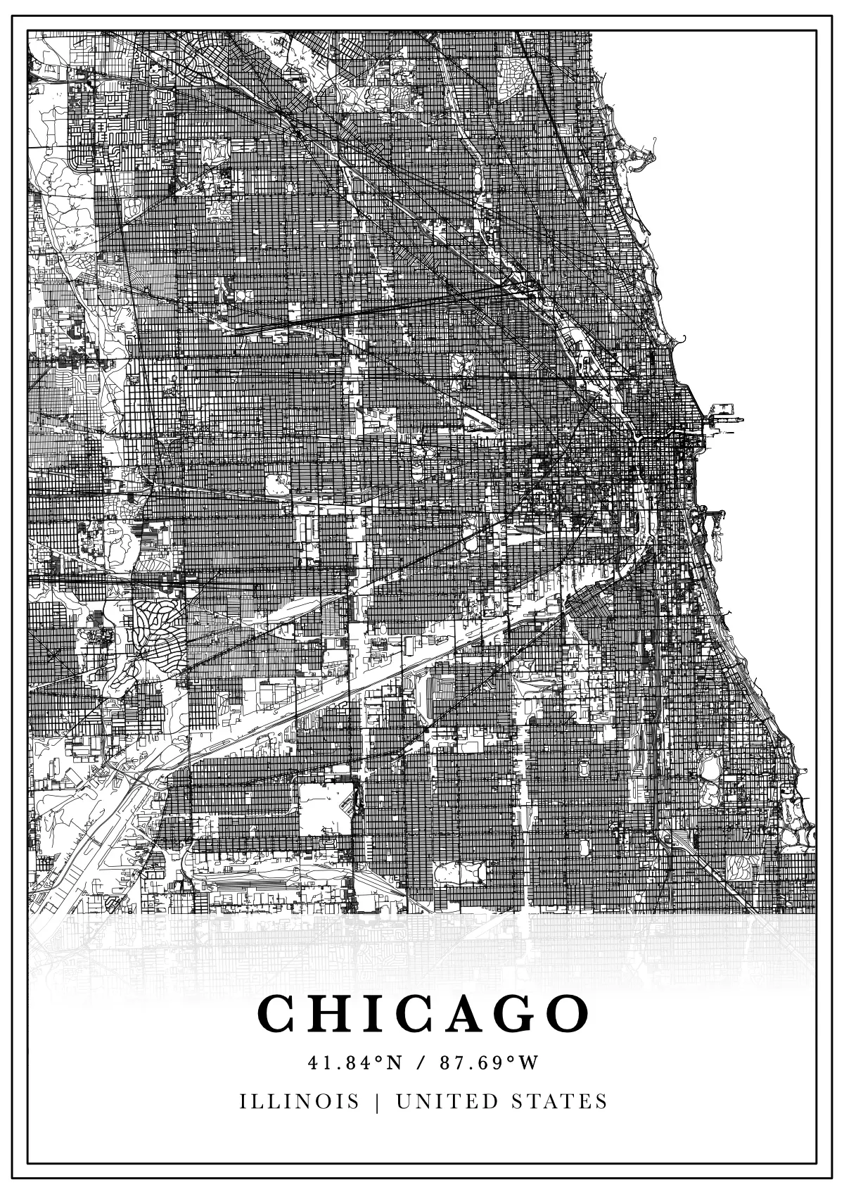 Póster mapa Chicago