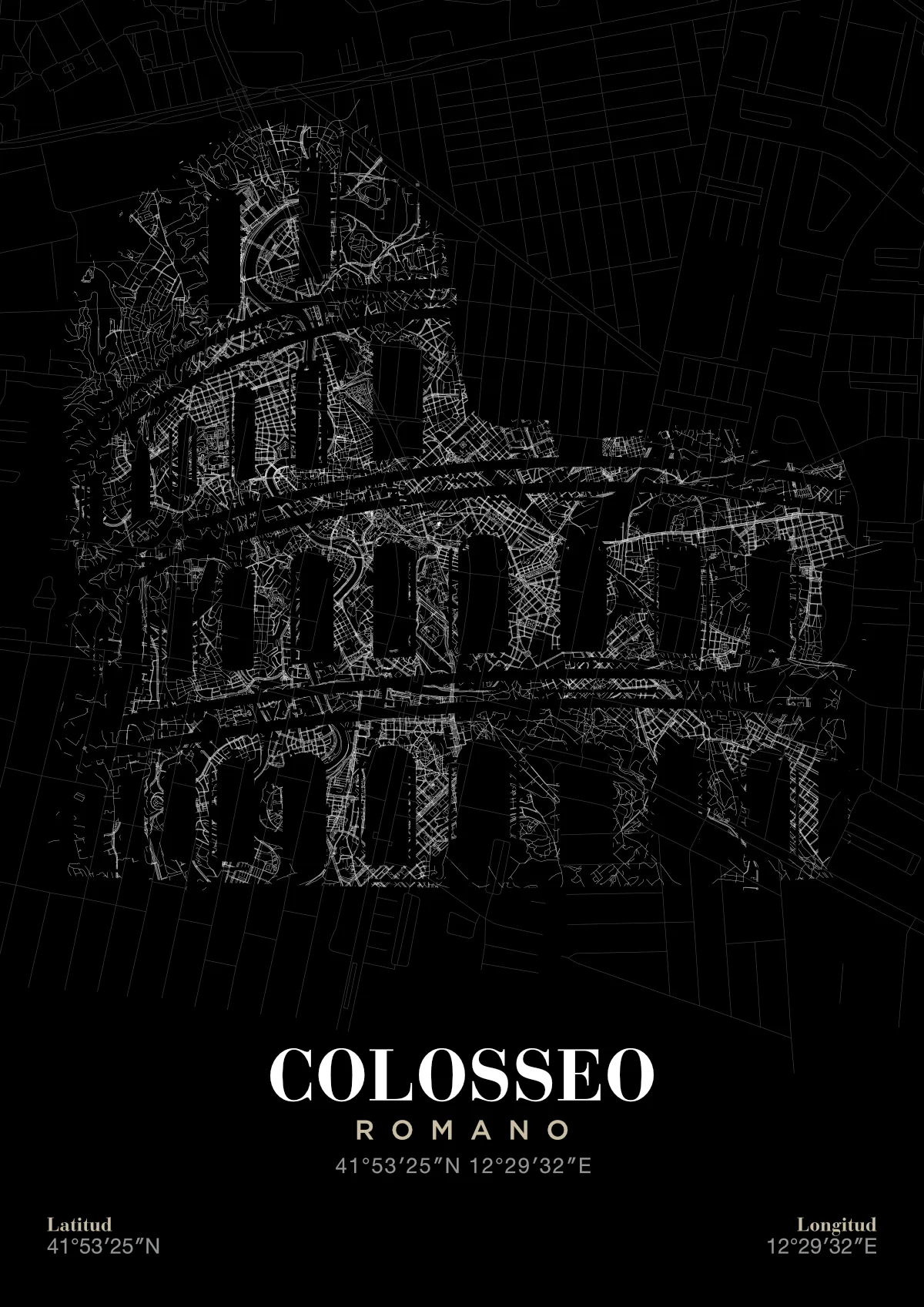 Póster mapa Colosseo Romano