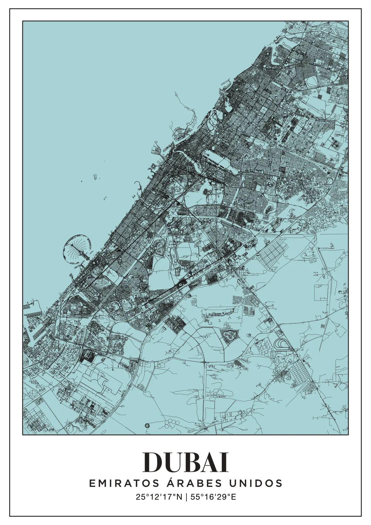 Póster mapa Dubai