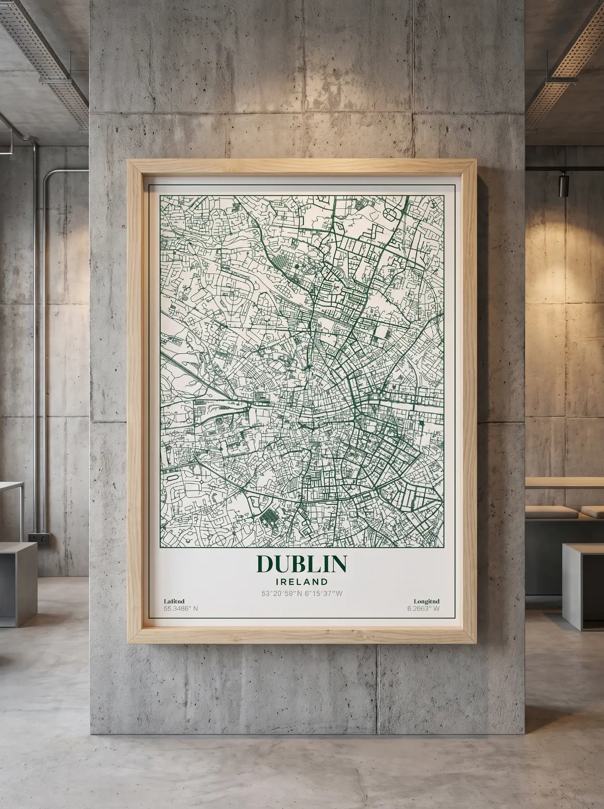 Póster mapa Dublin Green