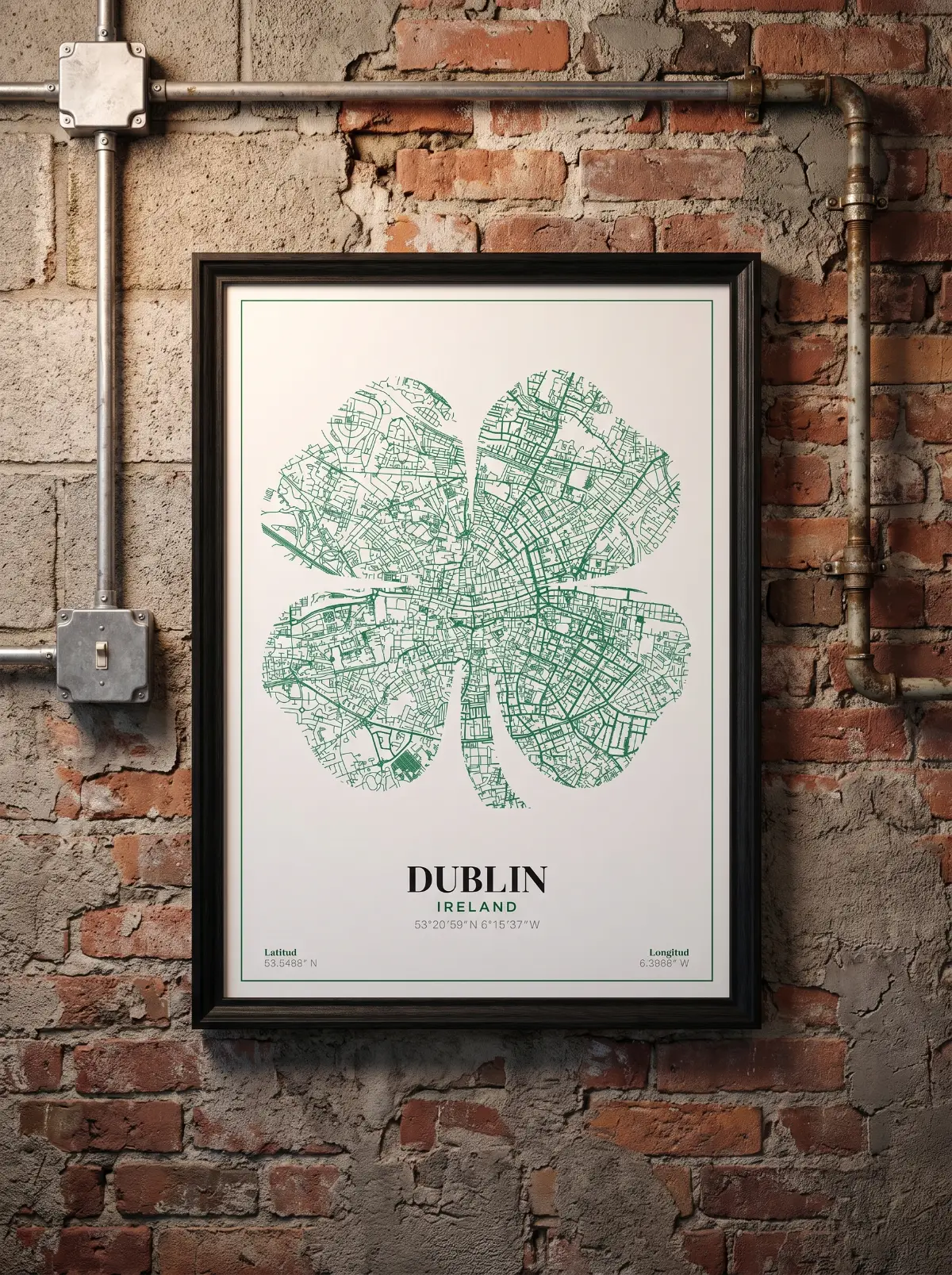 Póster mapa Dublin Trébol
