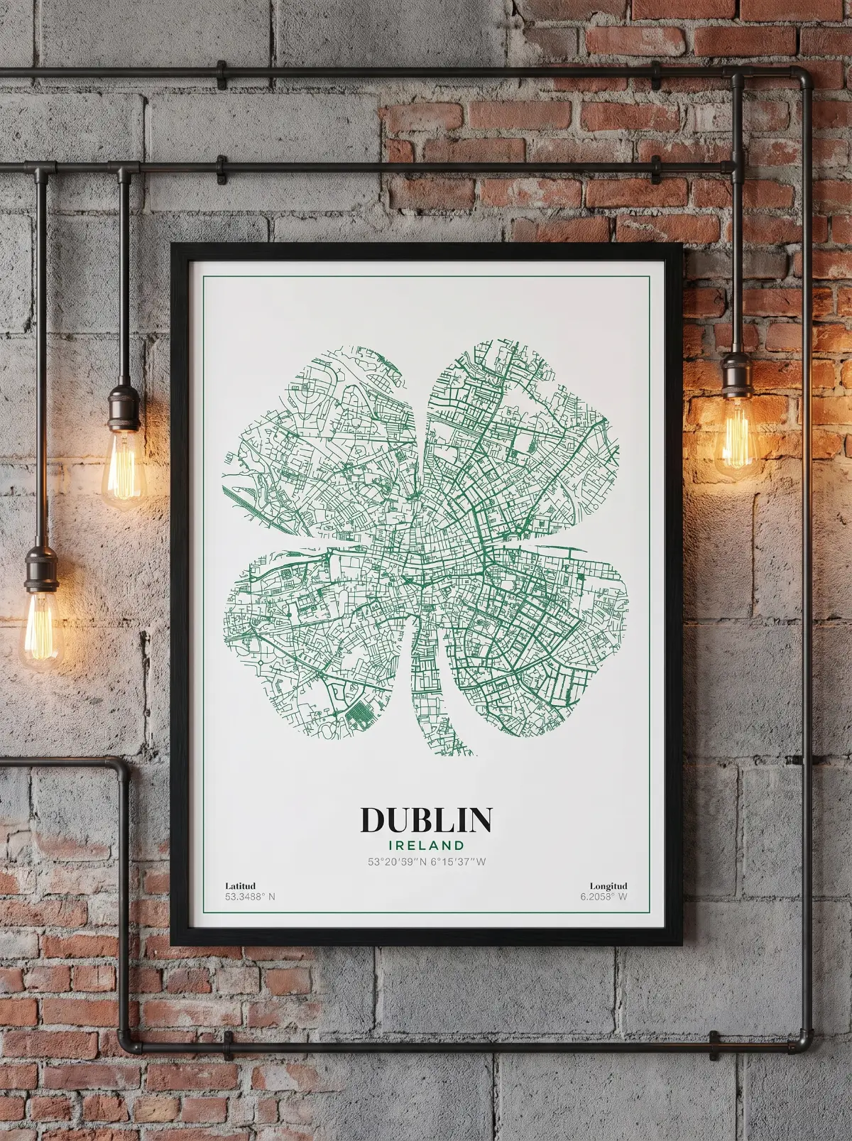 Póster mapa Dublin Trébol