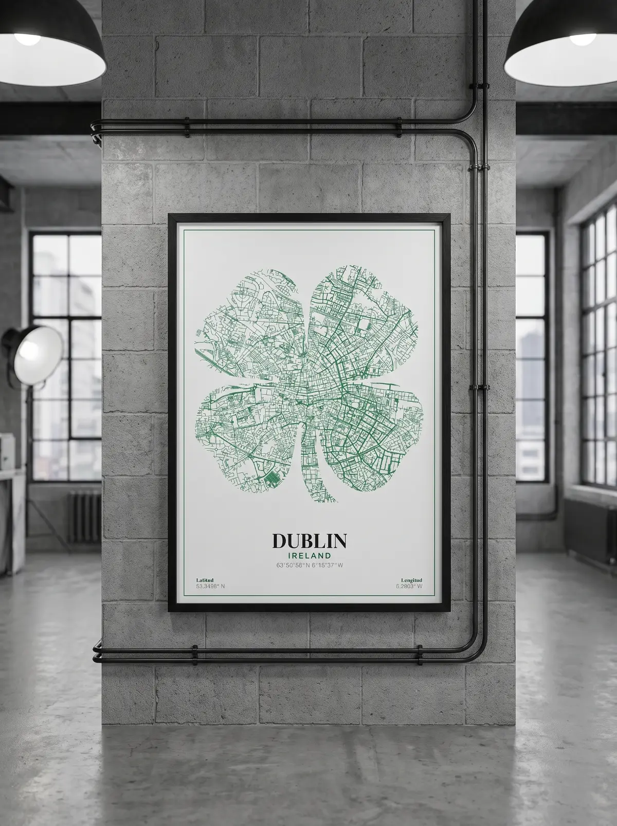 Póster mapa Dublin Trébol