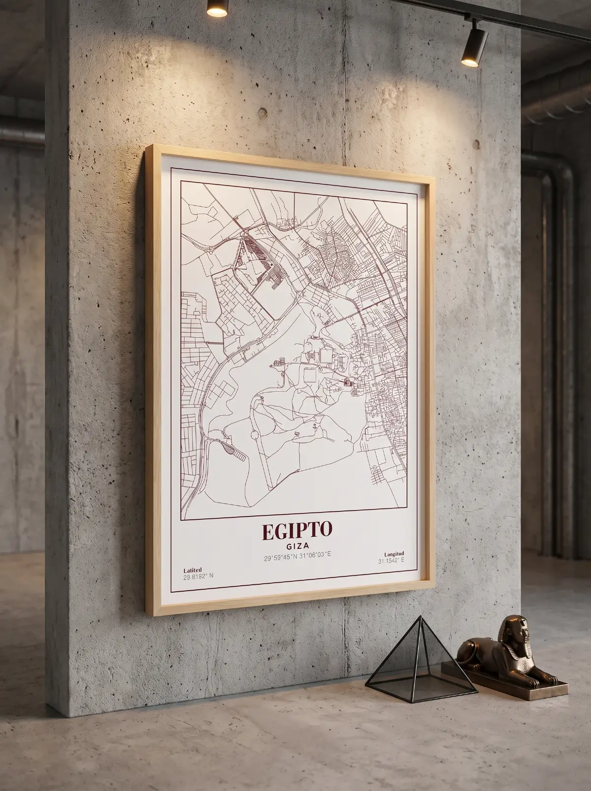 Póster mapa Egipto Giza