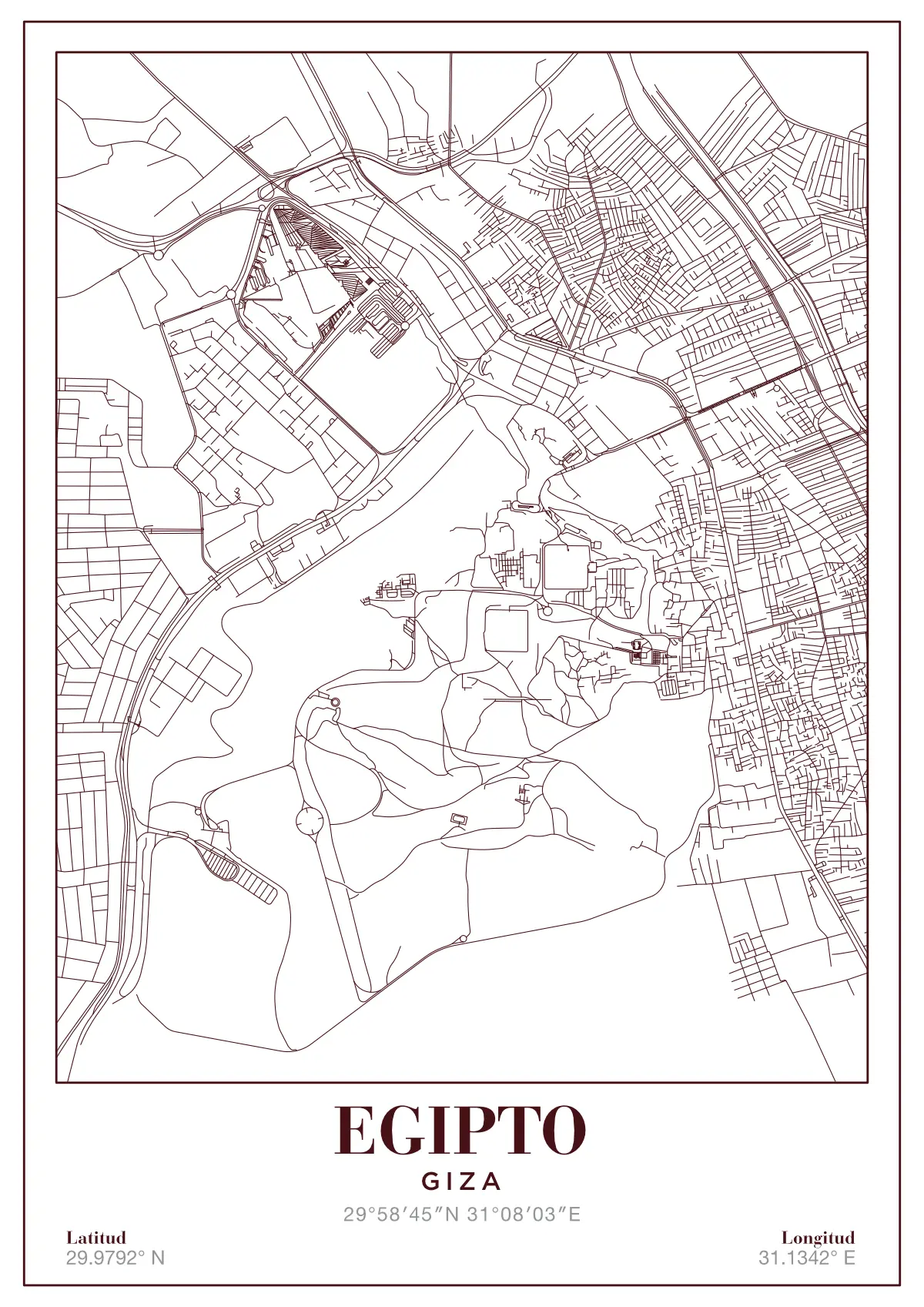 Póster mapa Egipto Giza
