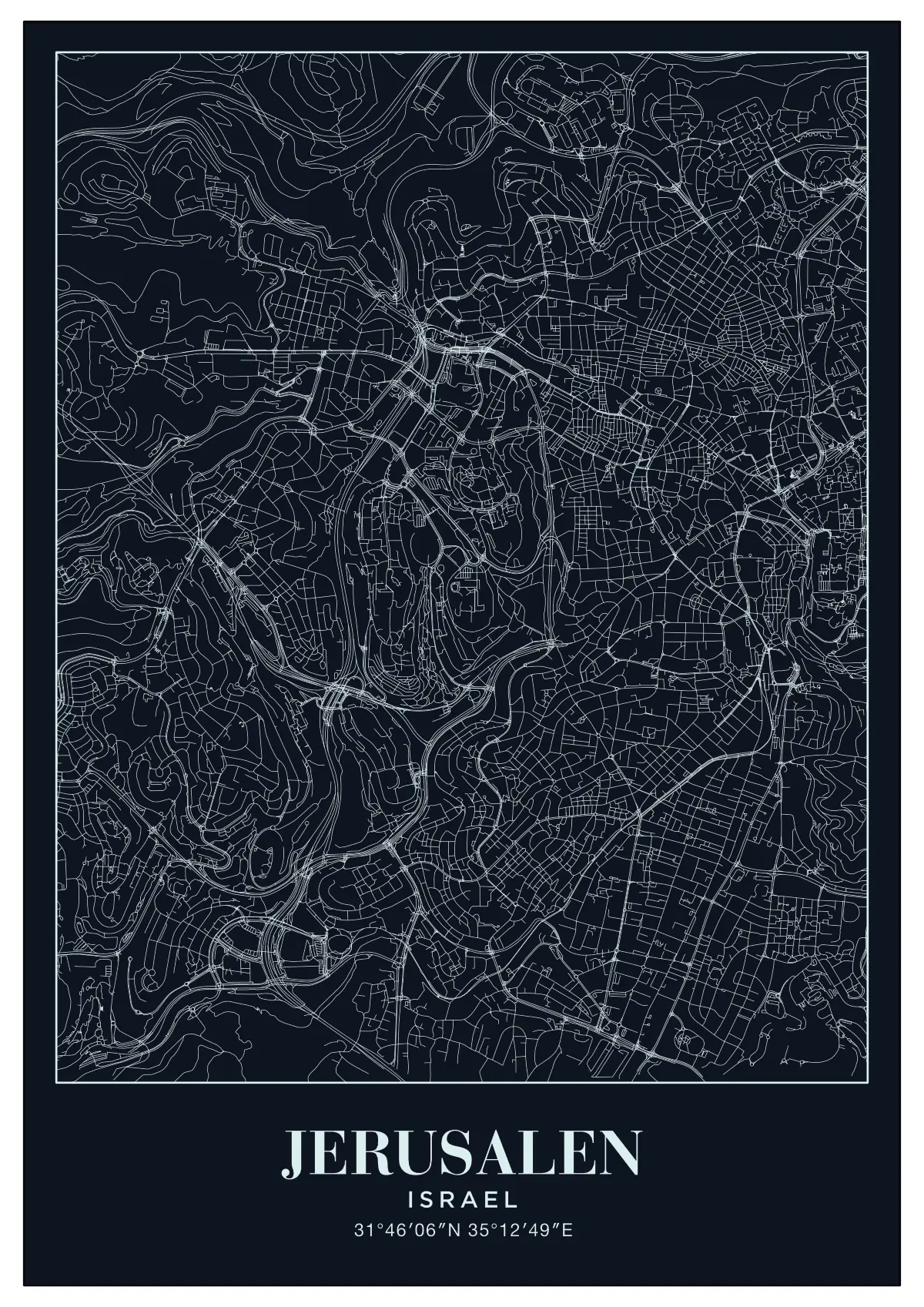 Póster mapa Jerusalen