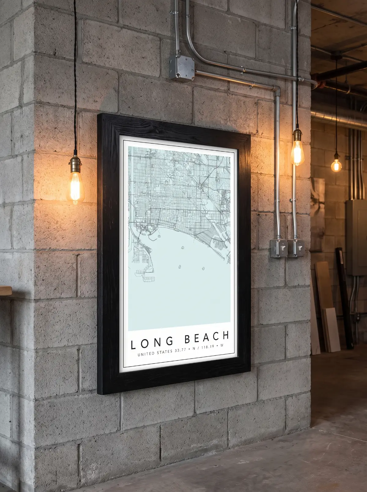 Póster mapa Long Beach