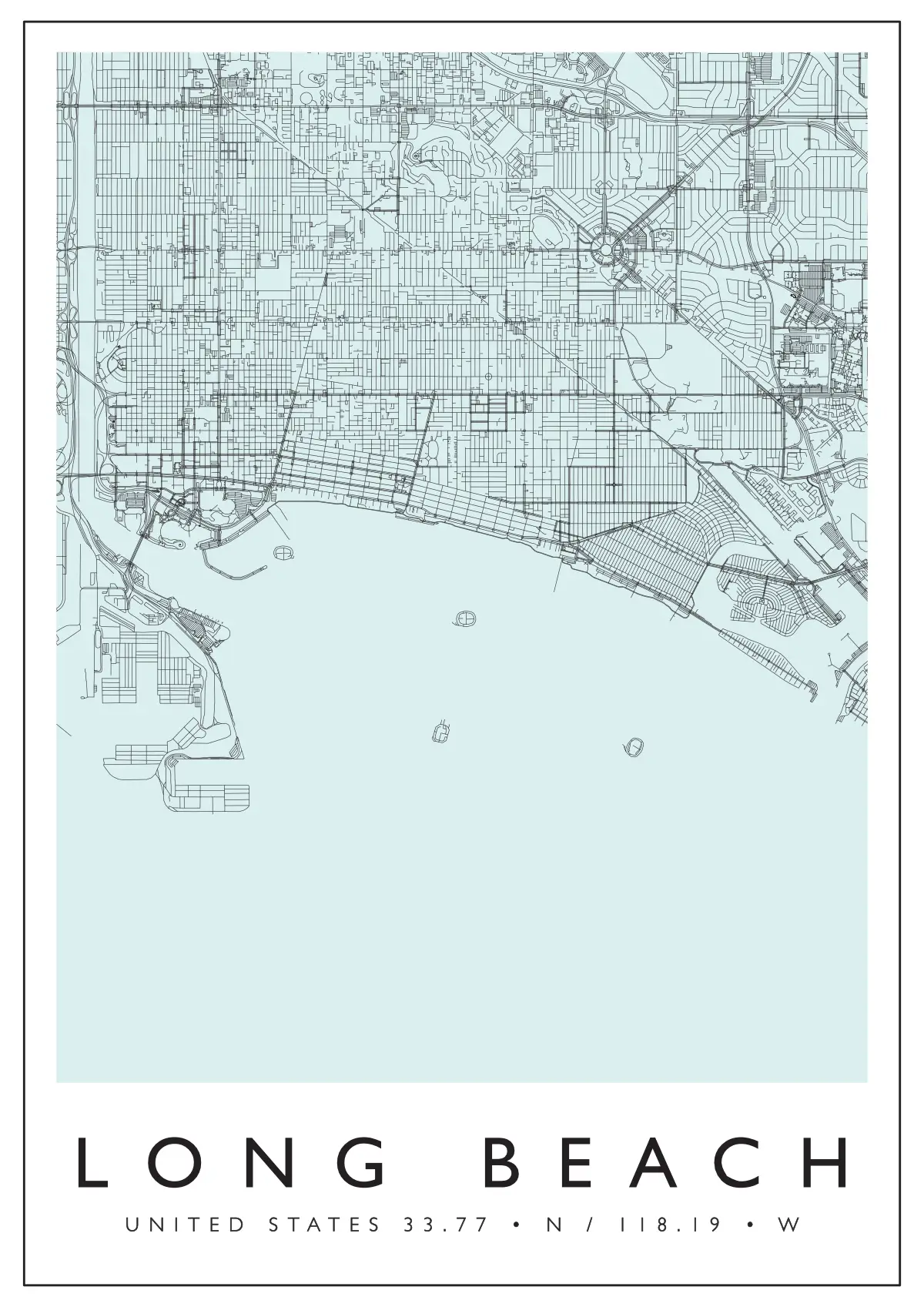 Póster mapa Long Beach