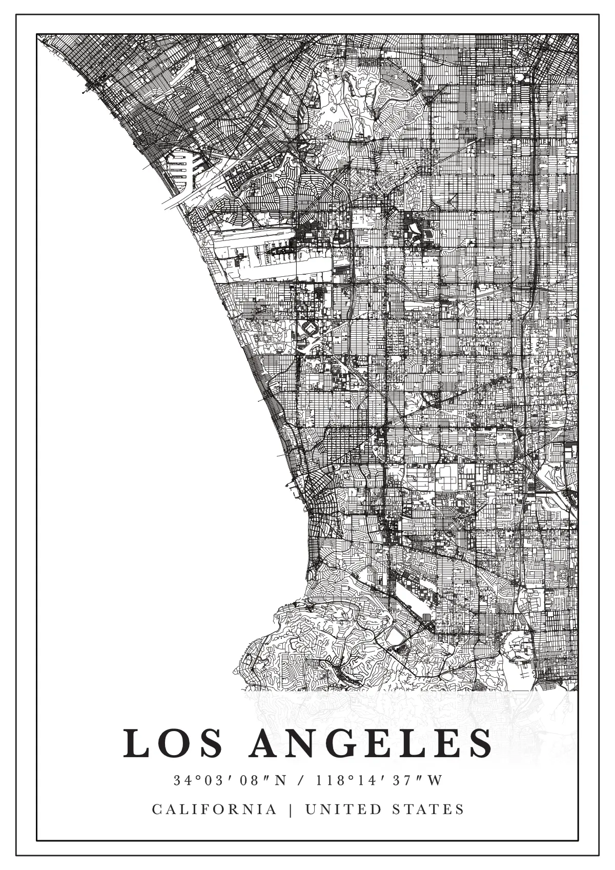 Póster mapa Los Angeles