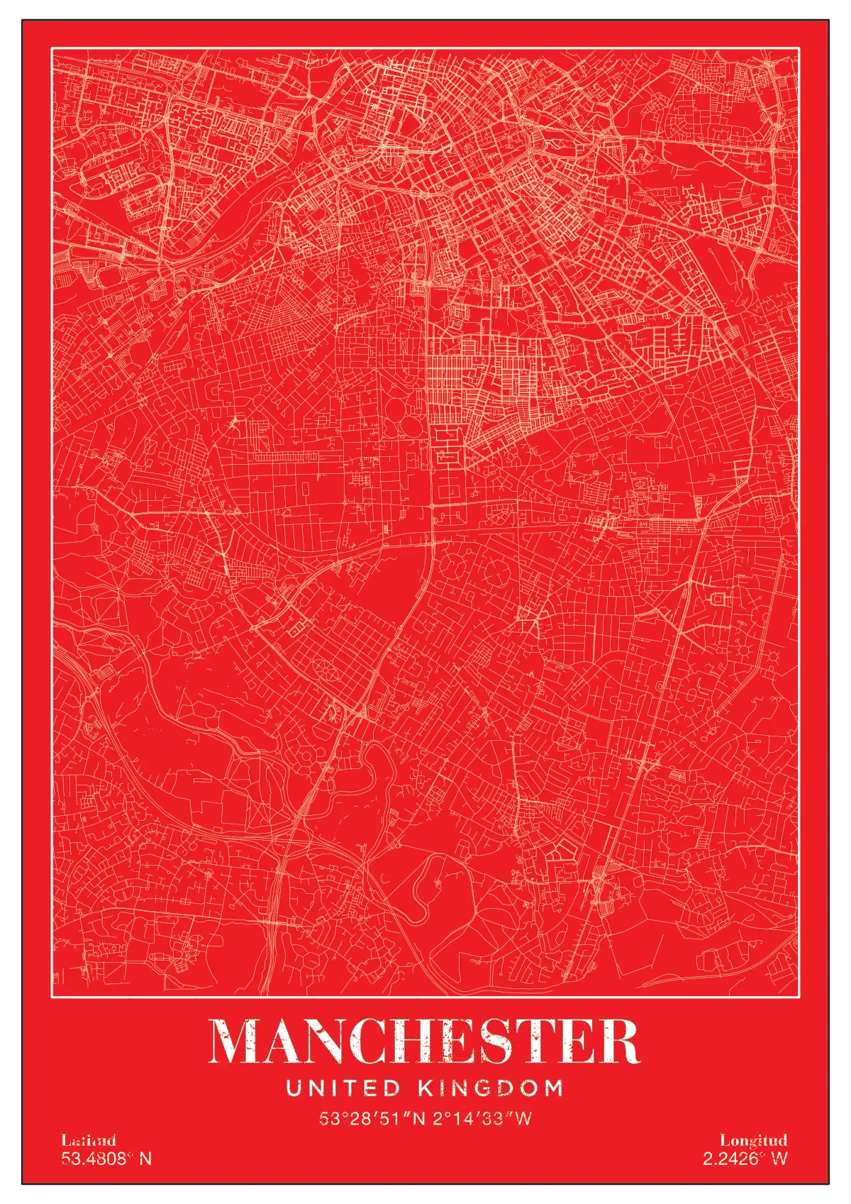 Póster mapa Manchester