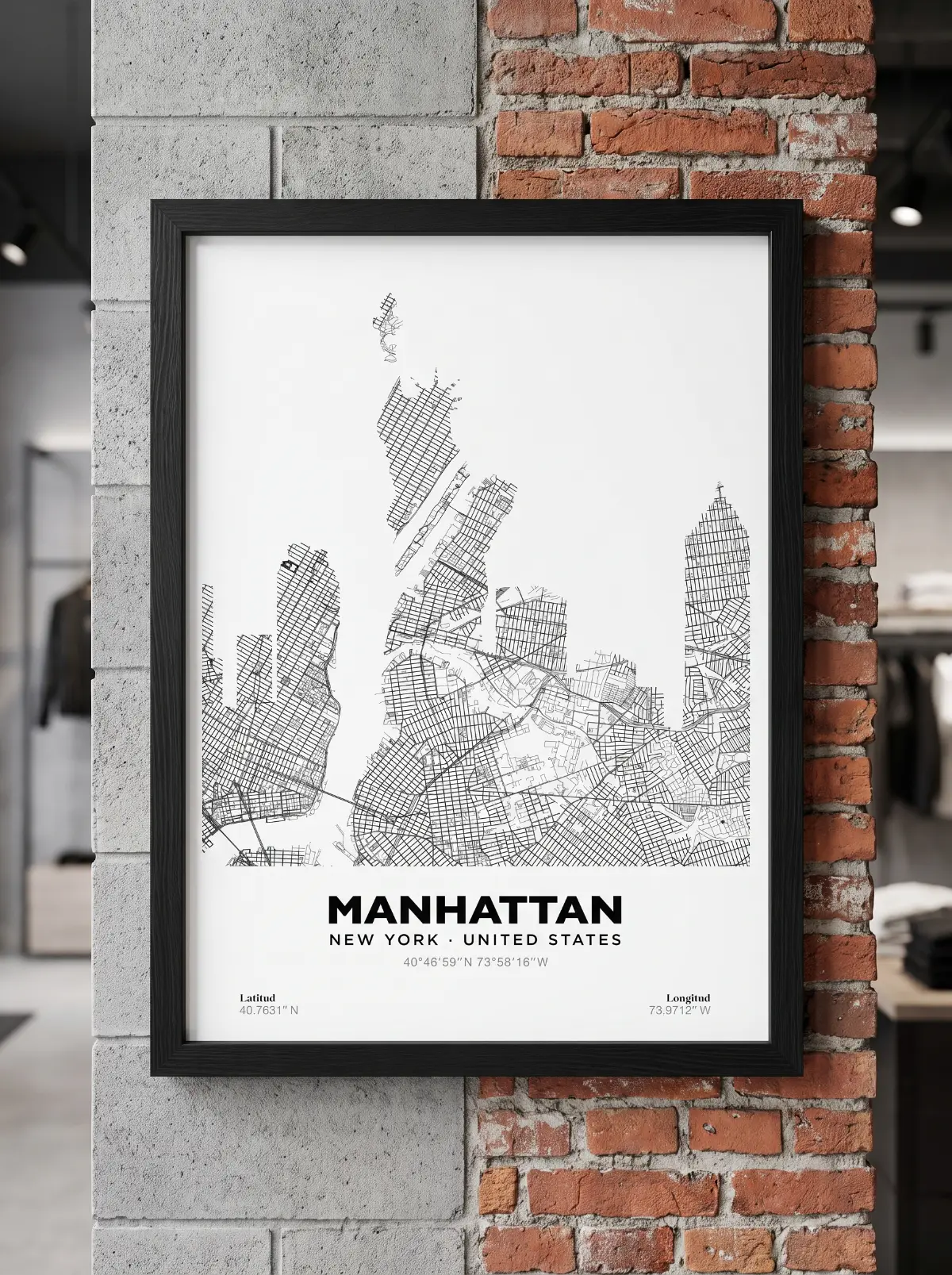 Póster mapa Ciudades Manhattan