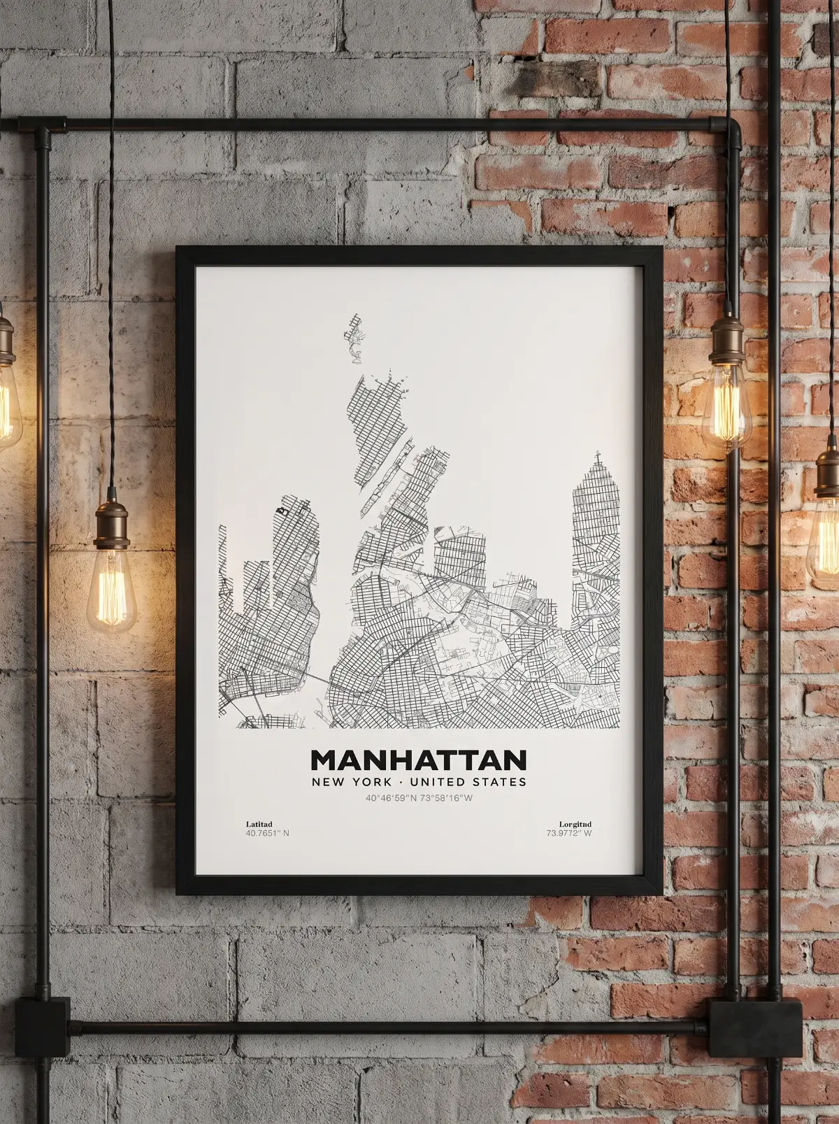 Póster mapa Ciudades Manhattan