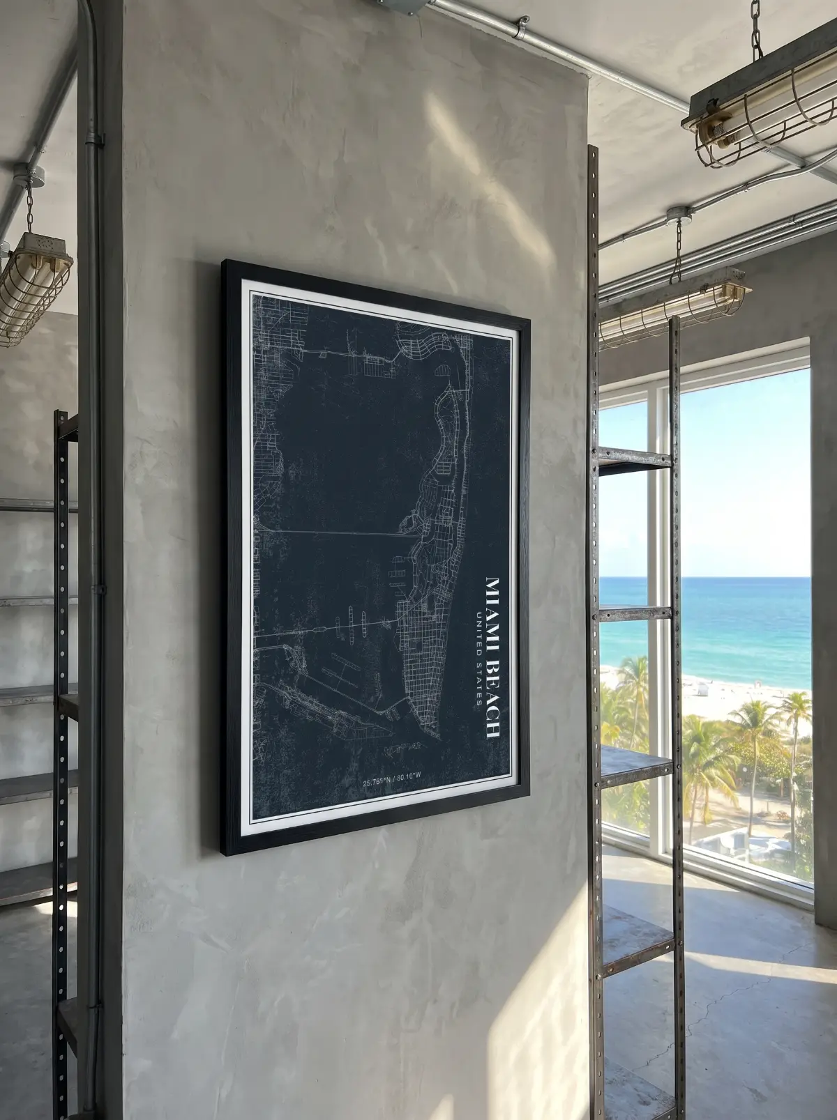 Póster mapa Miami Beach