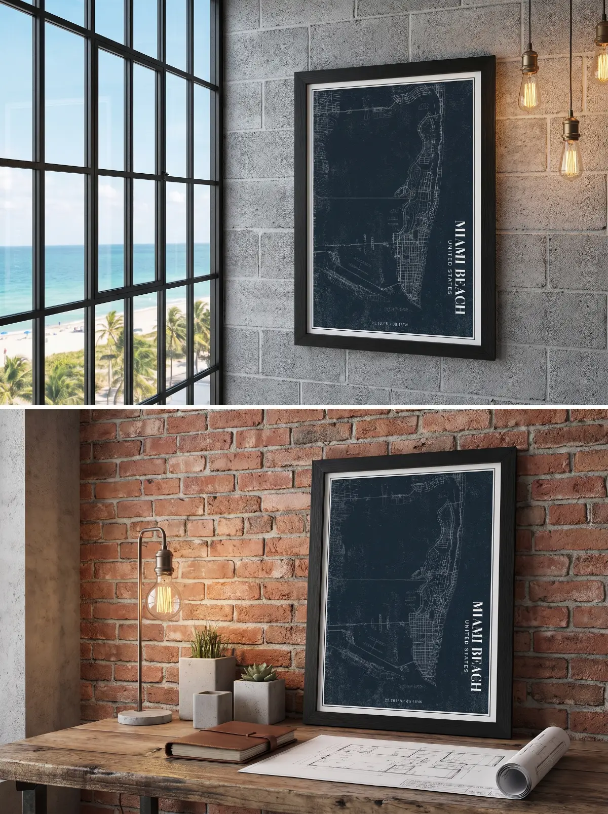 Póster mapa Miami Beach
