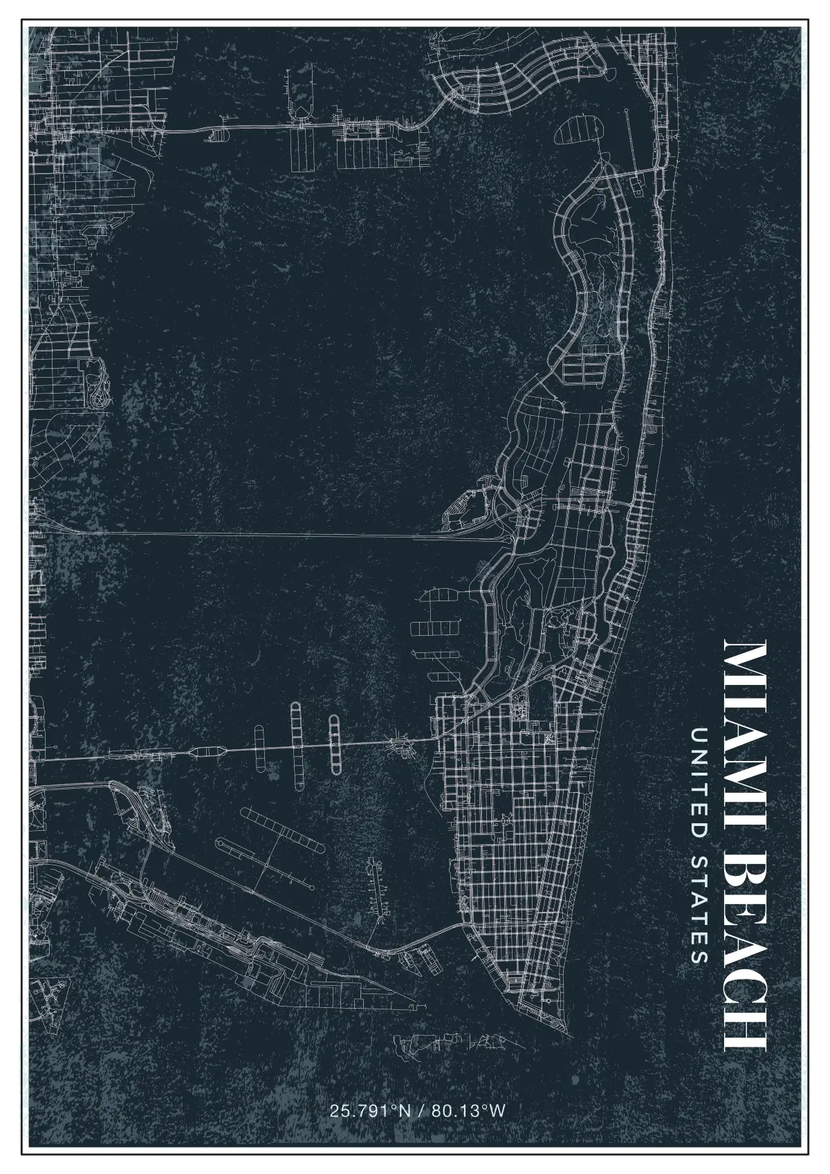 Póster mapa Miami Beach