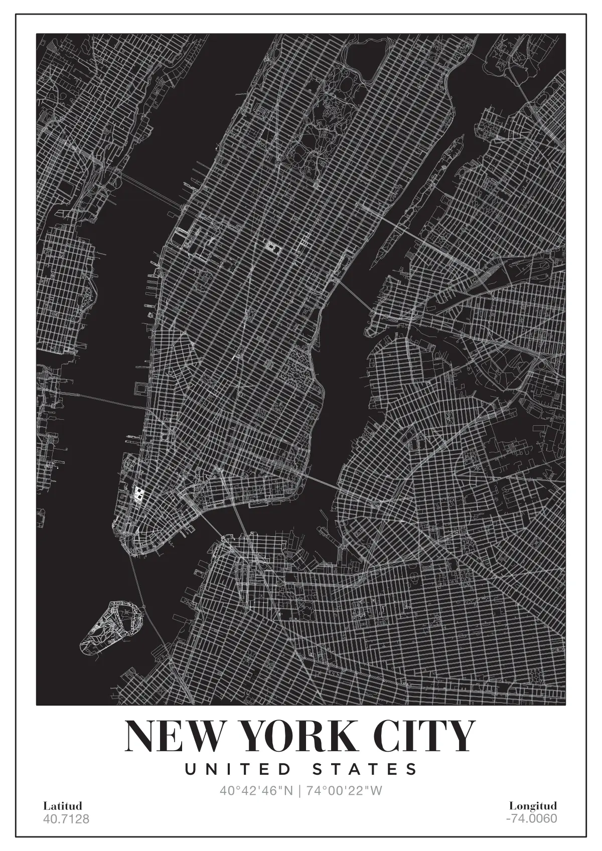 Póster mapa New York City