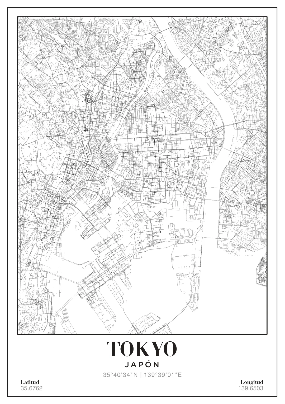 Póster mapa Tokyo