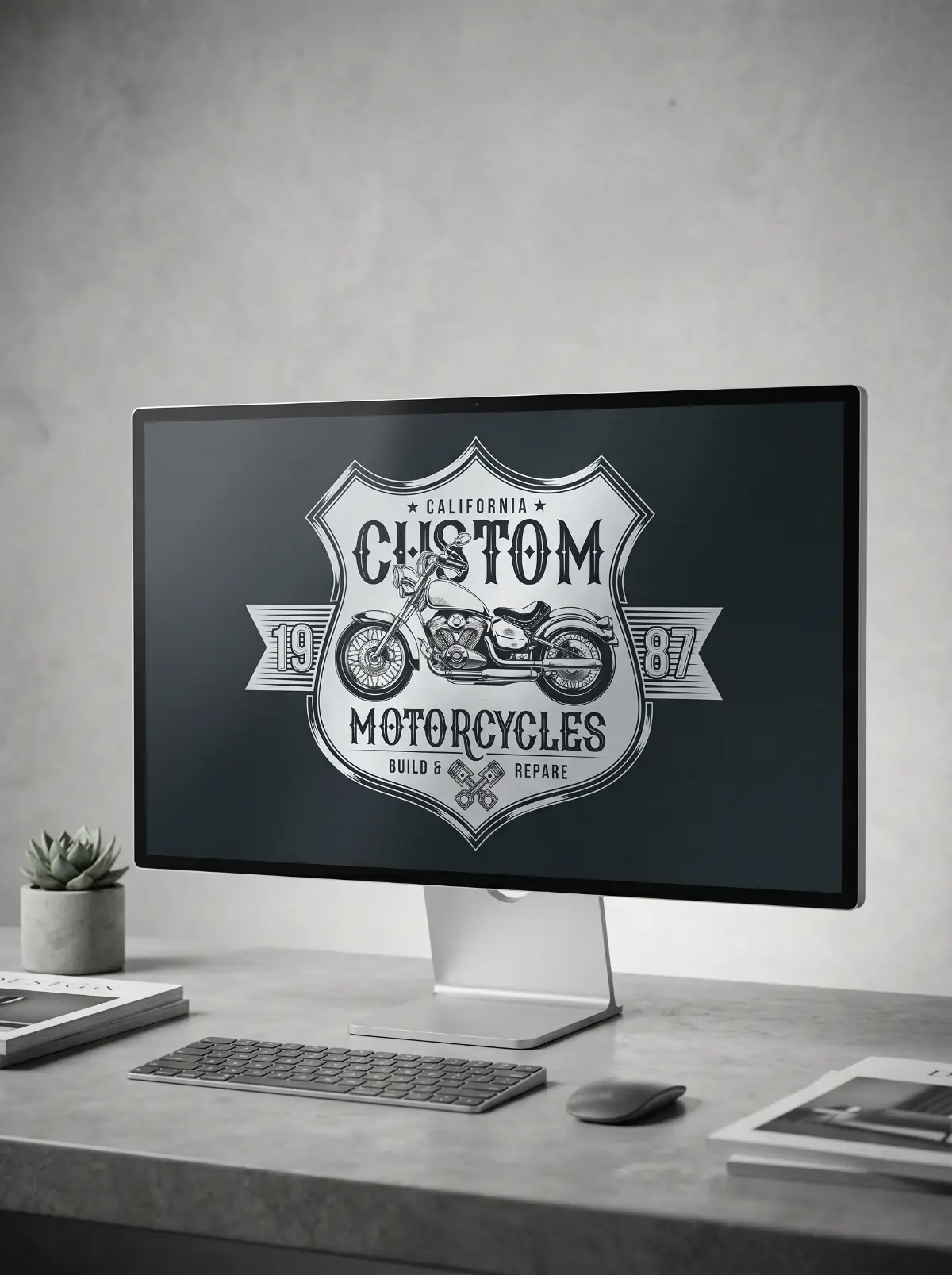 Custom Motorcycle blanca