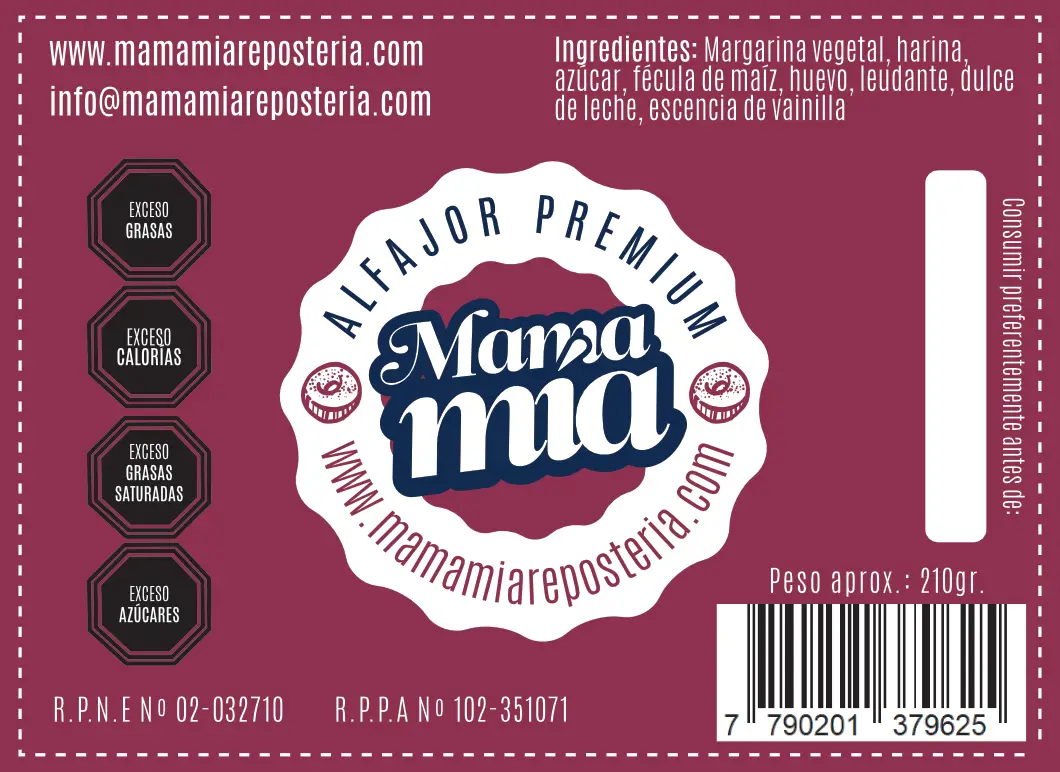 Etiqueta producto Mama Mía
