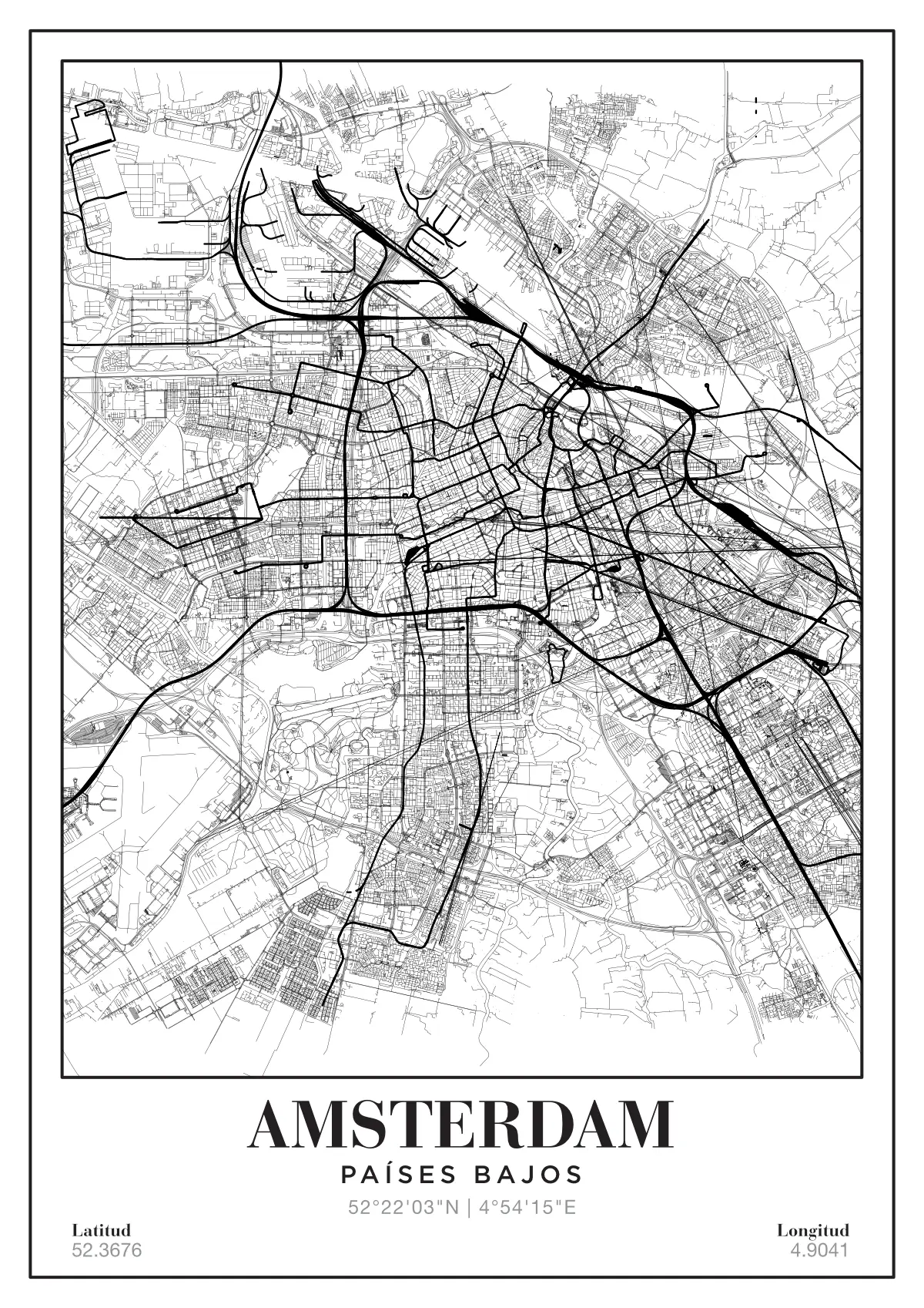 Póster mapa Amsterdan