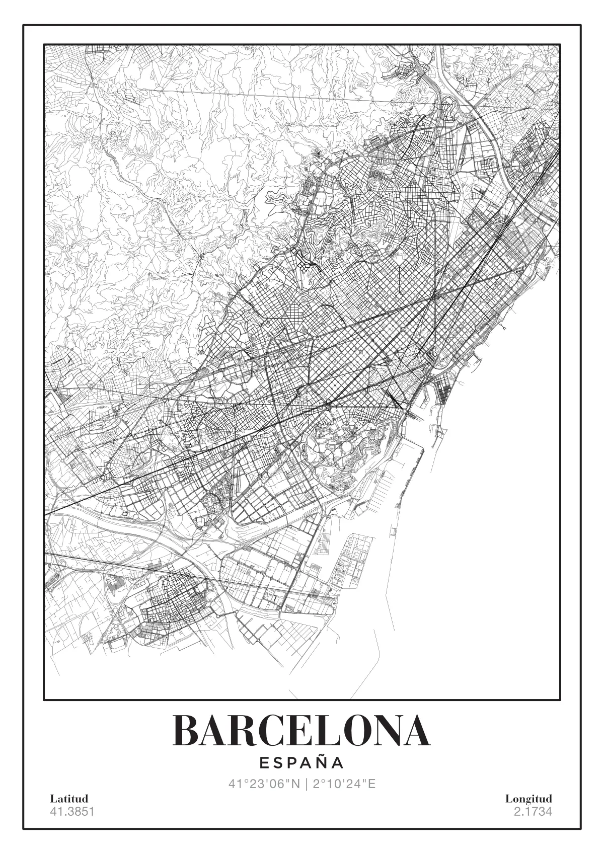 Poster mapa Barcelona