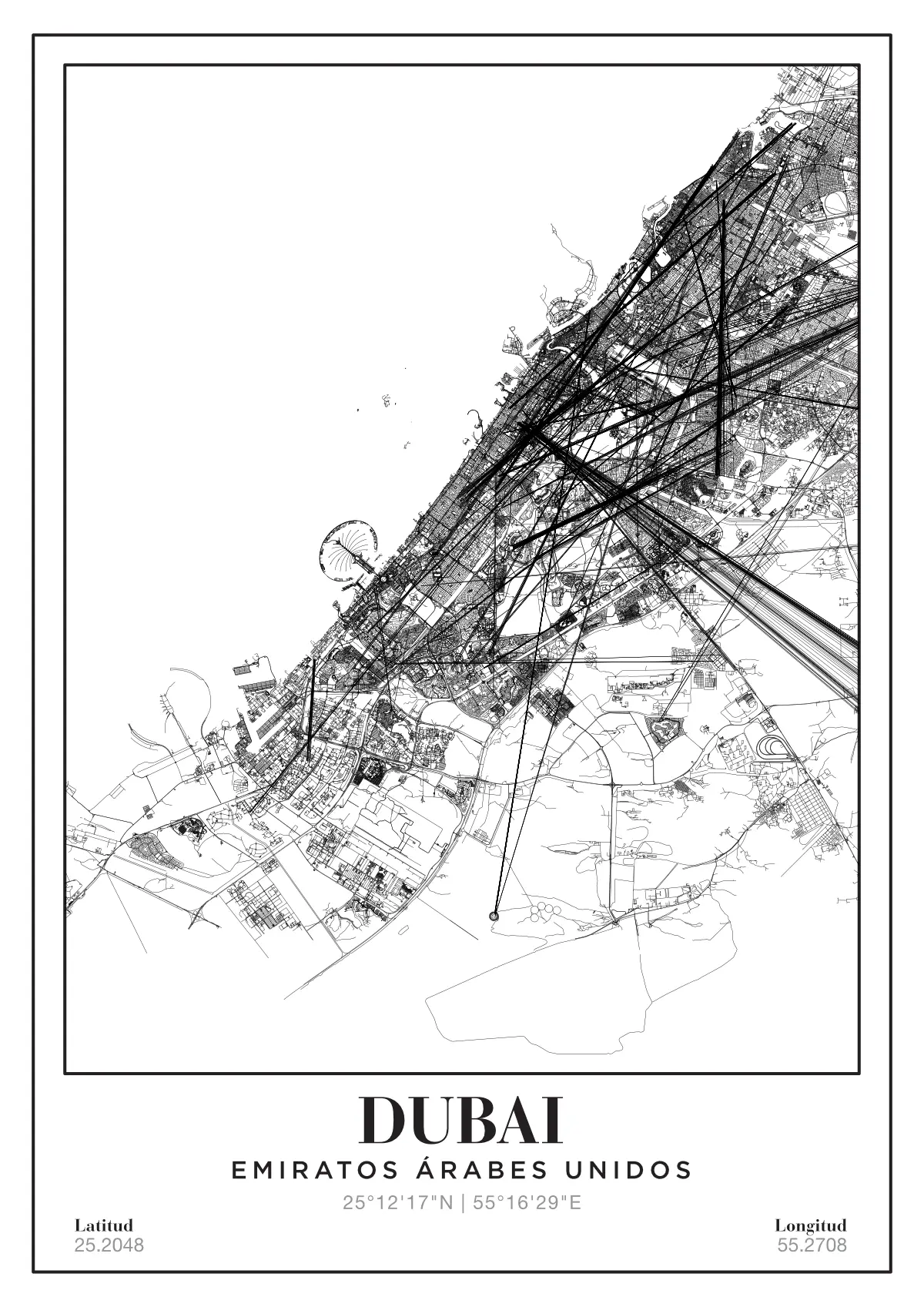 Póster mapa Dubai