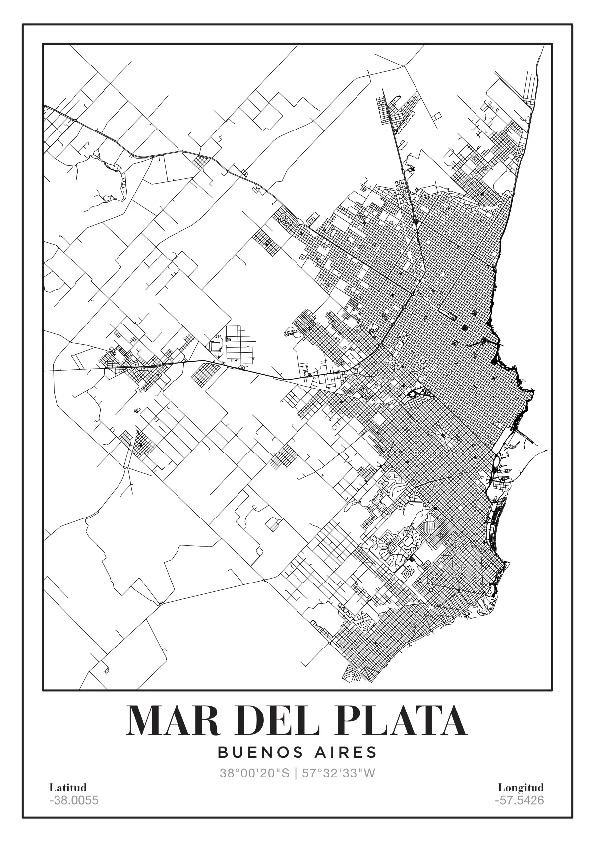 Póster mapa Mar del Plata