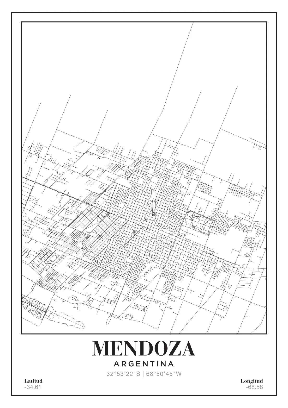 Póster mapa Mendoza