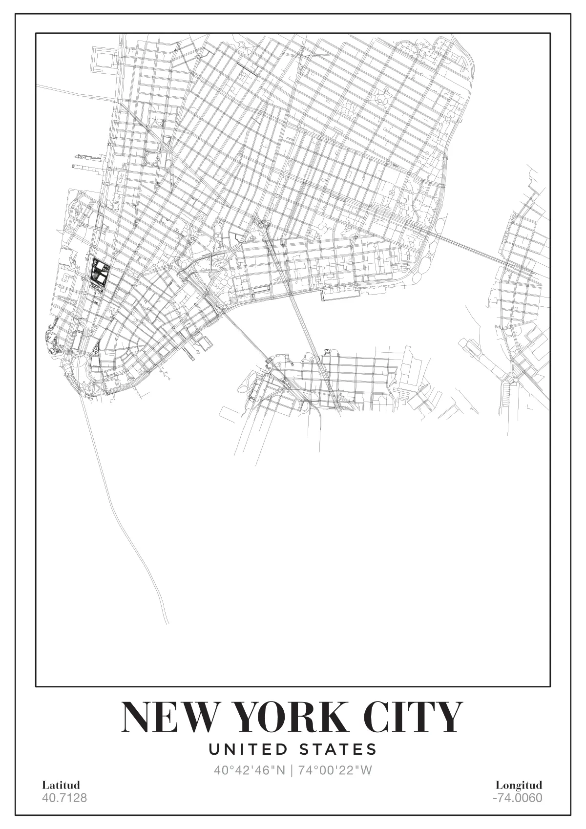 Póster mapa New York City