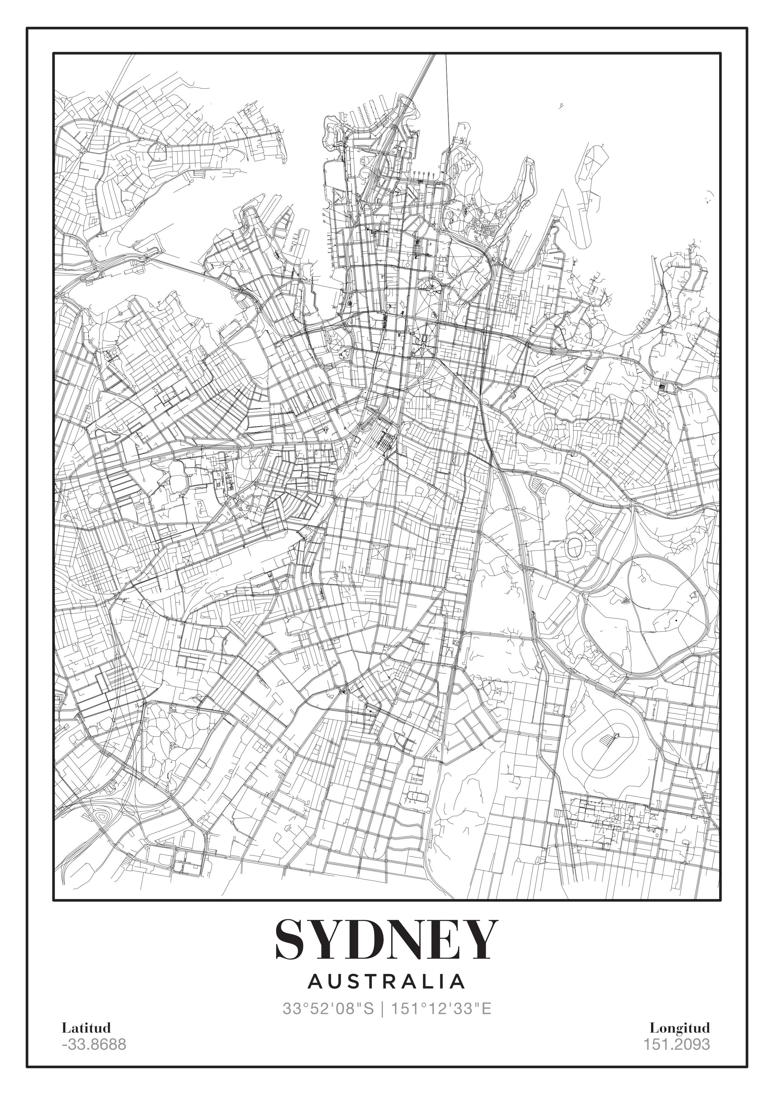 Póster mapa Sydney