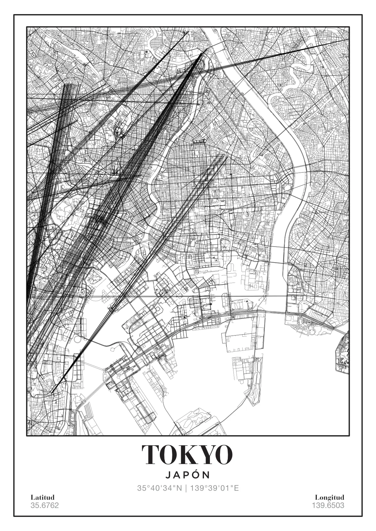 Póster mapa Tokyo