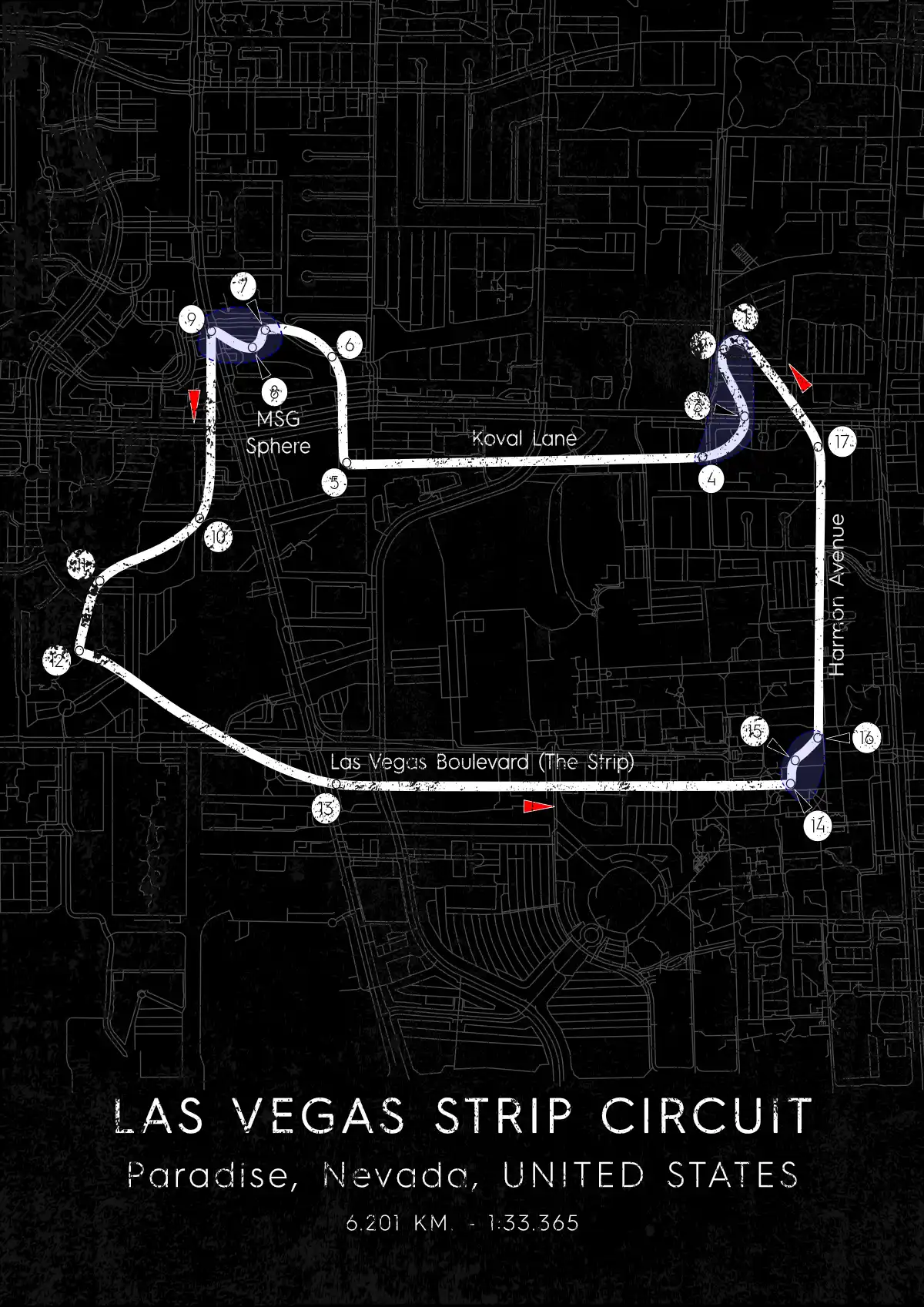 Mapa circuito carrera Las Vegas