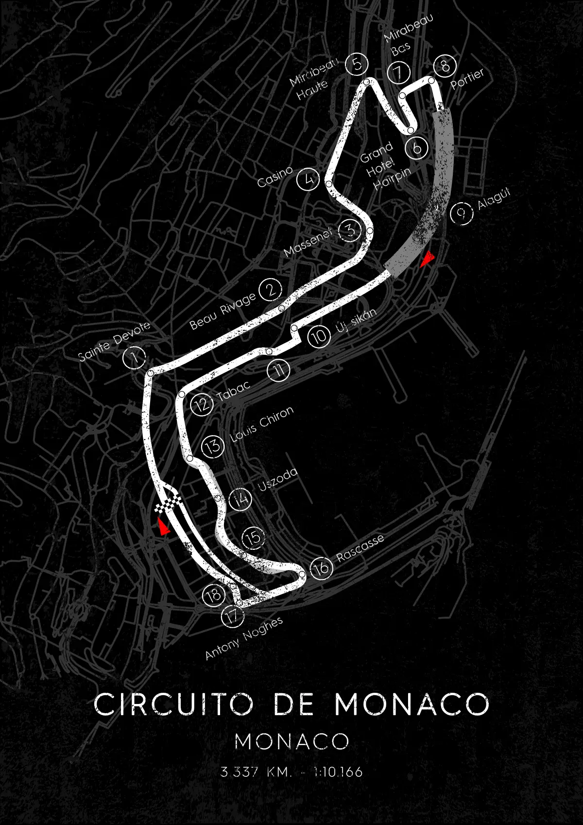 Mapa circuito carrera Monaco