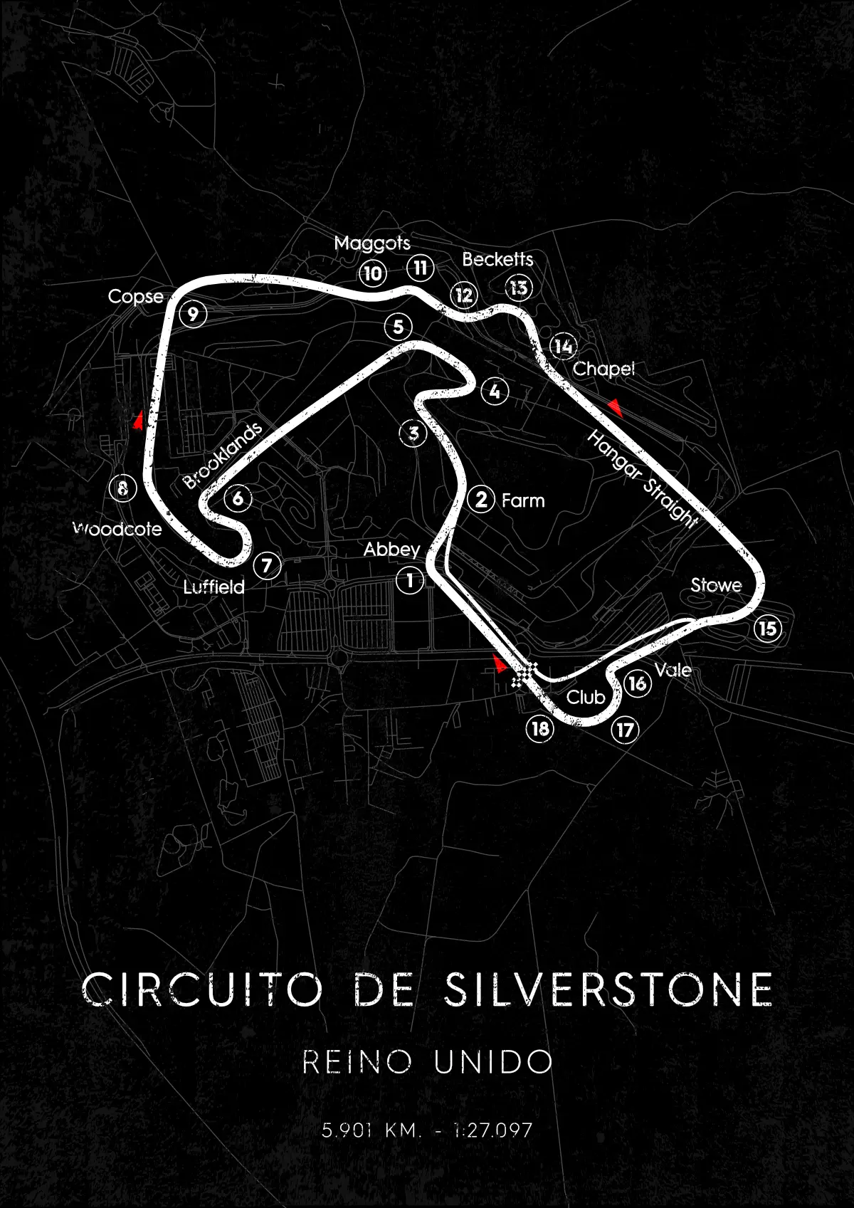 Mapa circuito carrera Silverstone