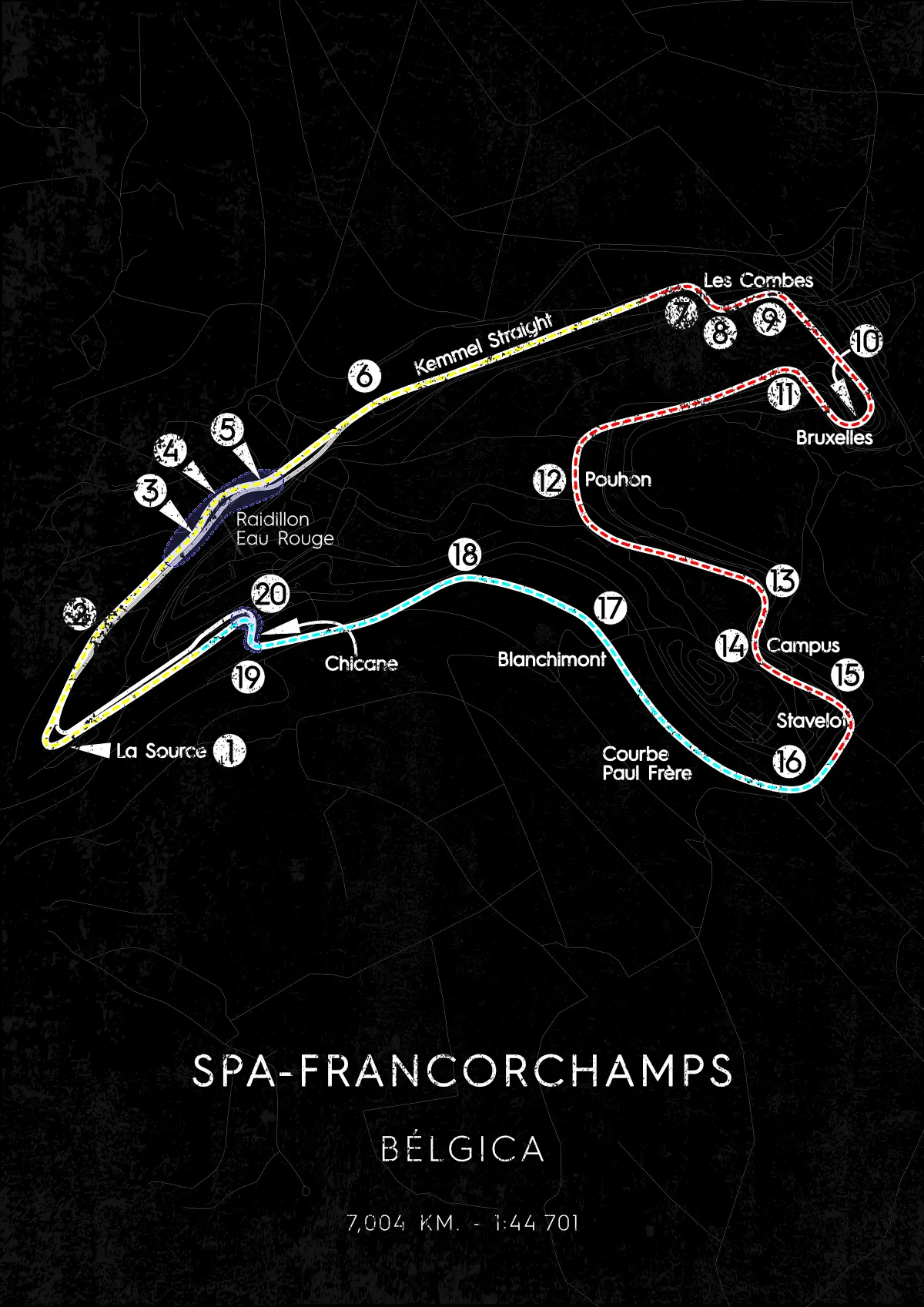 Mapa circuito carrera Spa-Francorchamps