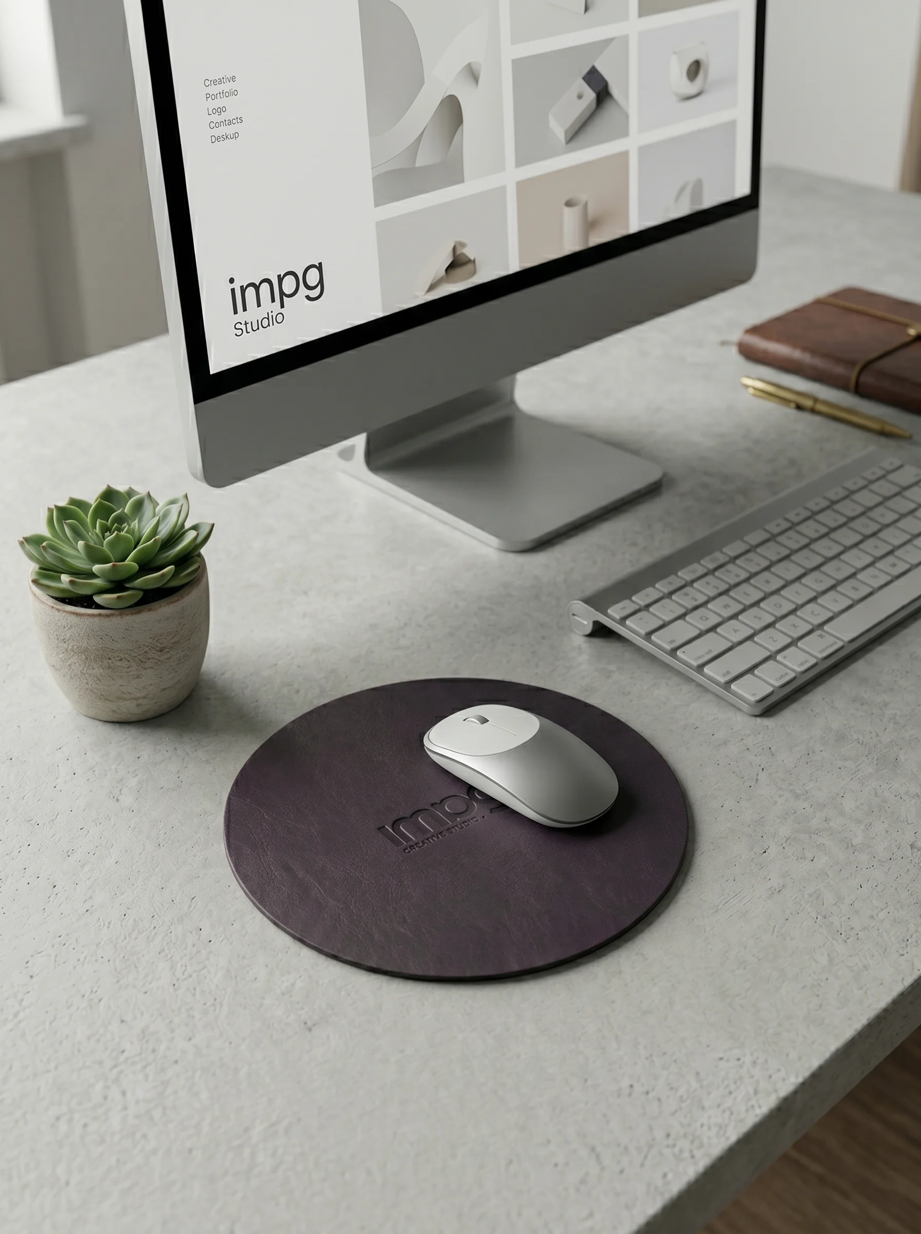 Mousepad Circular Marrón