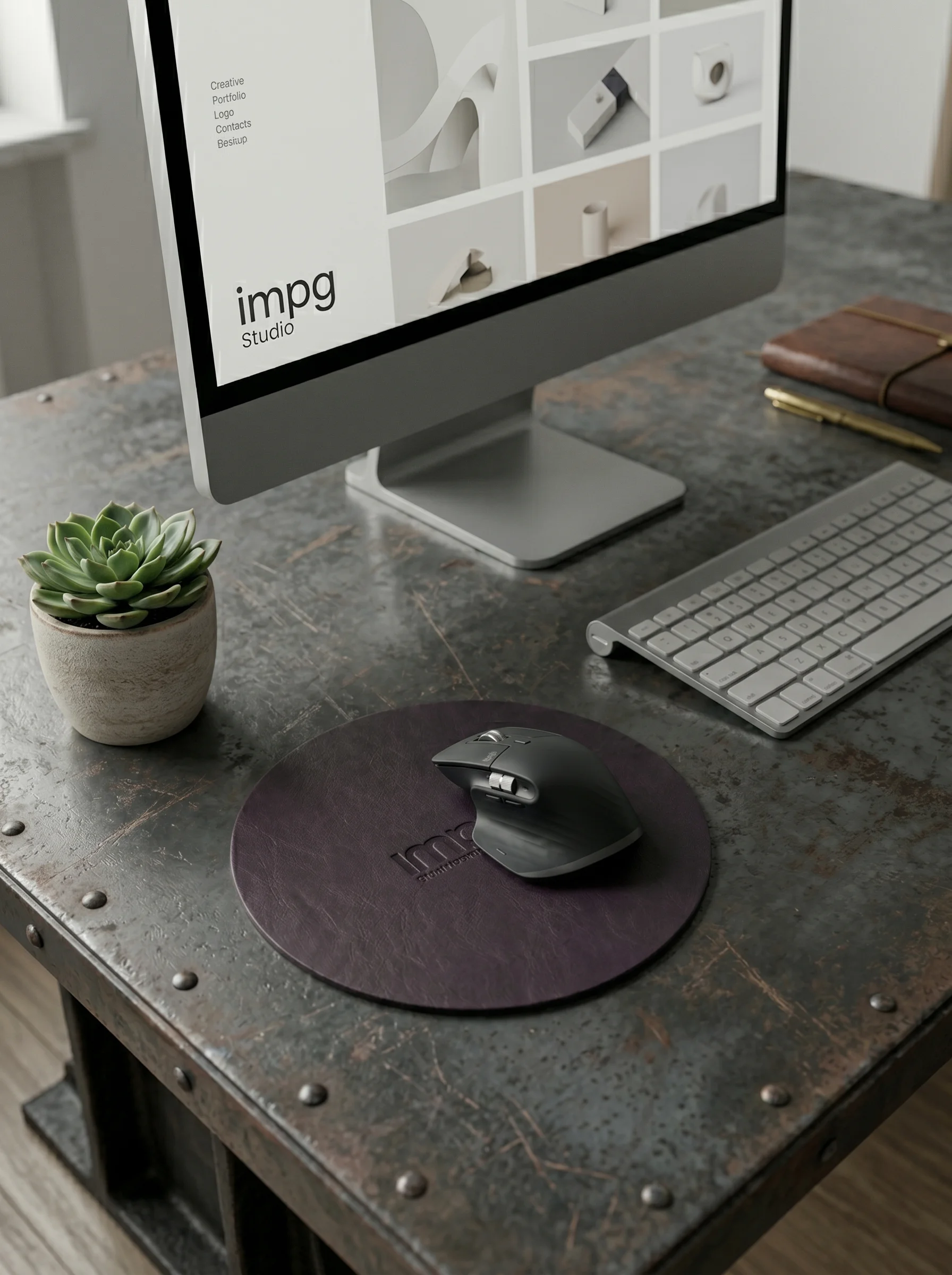 Mousepad Circular Marrón